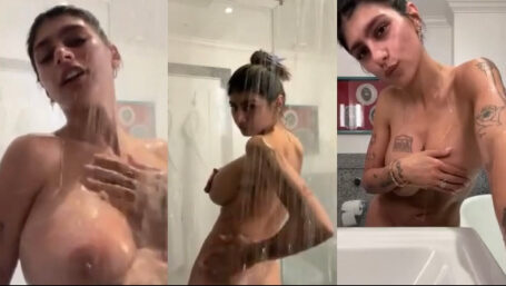Mia Khalifa Nude Big Tits in a Shower Hot Washing Video Leaks